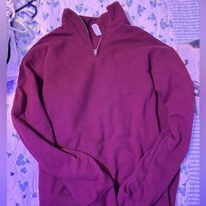 Men's Burgundy Half-Zip Sweater